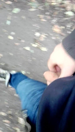 walking and flashing in forest