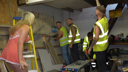 On-site Gangbang Erin Moore Takes on the Builders Part 1