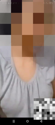 shows off her big natural breasts, in a video call