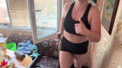Running in leather shorts ( no sound )