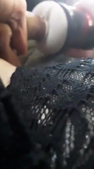 Angel fucking her pocket pussy in the car