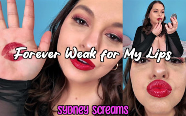 Forever Weak for My Lips - Seductress Sydney Screams Applies Red Lipstick Before Covering You with Her Lipstick Kiss Marks