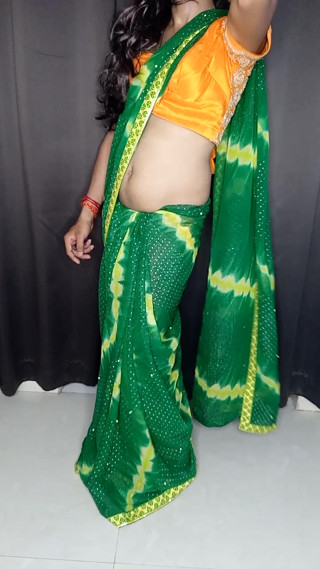 Gorgeous indian sissy wearing sexy saree and satin petticoat with bra panty thumbnail