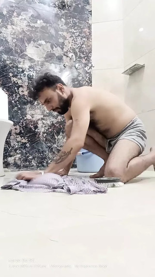Indian uncle daddy enjoy shower 🚿 in public place