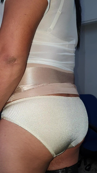 Liquid Satin Skirt and Nylon Briefs