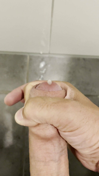 Jerking on public toilet