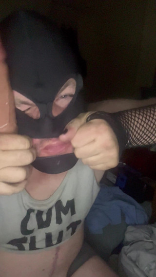 Worthless cross dressing whore Trisha Trash can't even wait to get her makeup on thumbnail