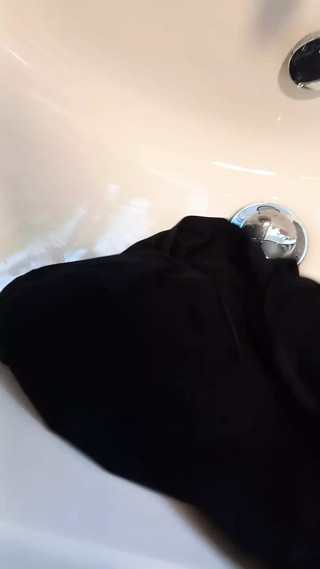Tradesman wanking a cumming in customers black satin panties