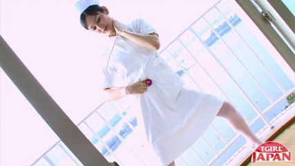 TGIRLJAPAN Asian Transgender Nurse in Stockings Teases With Anal Toy and Stethoscope
