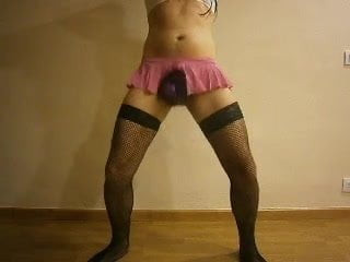 Spanish crossdresser stripping dacing like a schoolgirl