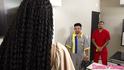 Slutty Tgirl Pandora Melanie Gets Fucked by Two Studs