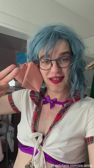Sissy Schoolgirl Anna Part 1: Doing my Homework for Daddy - Body writing, Sucking and Anal Dildo Training Fun