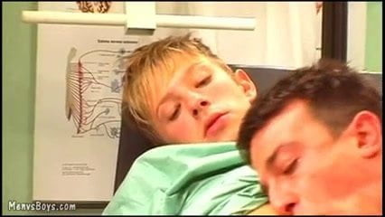 Horny gay doc seduces an adorable blond youngster