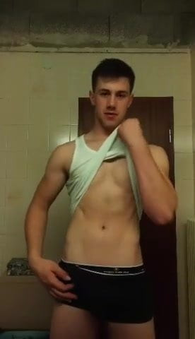 Cute twink jerk off in bathroom