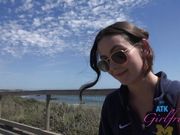 Exploring the beach on this date with Serena Hill, blowjob, and fucking her deep in public.