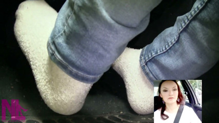 Pedal Pumping and Driving Just in White Terry Socks