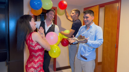 Tattooed Argentina Asks for 3 Guys for a Party and a Gang Bang with Double Penetrations – Mica