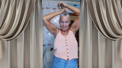 Cheerful old lady Lukerya. Alluring feet and playful flirting on webcam.