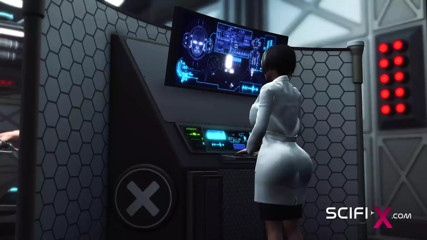 Sci-fi BDSM. Horny Young Blonde Likes to Fucks with Shemale Humanoid Android