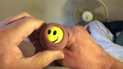 Long foreskin with: smiley ball #1