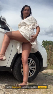White Dress in the Wind - Teasing Legs, Ass & a Naughty Peek