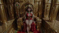 Lazy on the Golden Throne in Red & Gold, a Private Tease From Her High-class Gaze