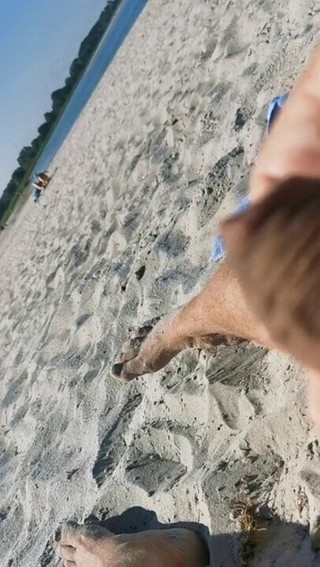 Flashing My cock on the beach and mastrubation