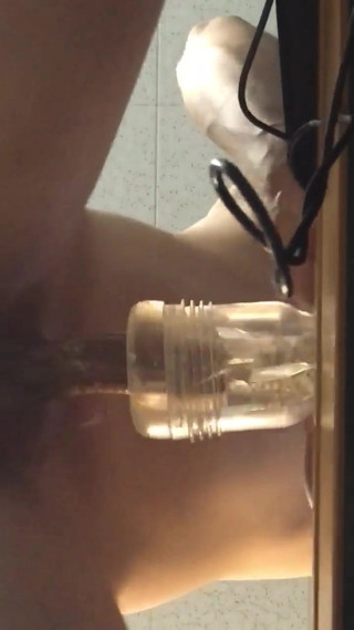 Asian teen fuck his clear fleshlight and cum