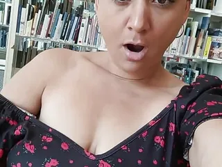 The girl at the library fingers her before reading