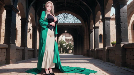 Green Suit Secretary! Ordered to organize files in the study, she deliberately exposes her deep V-neck and long legs.