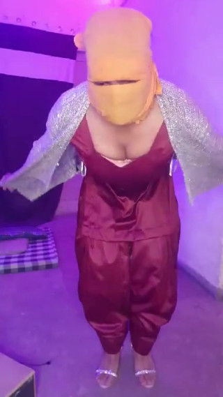 indian crossdresser in satin silk suit salwar high heels falshing everything thumbnail
