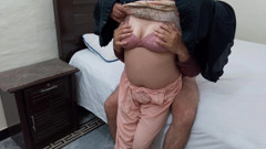 Indian hijabi girl need promotion from office boss in hotel room