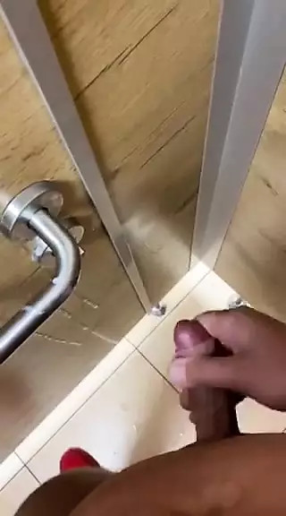 Cumming in public toilet lots of cum