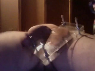 A sissy husband balls must be maintained with a plastic vice