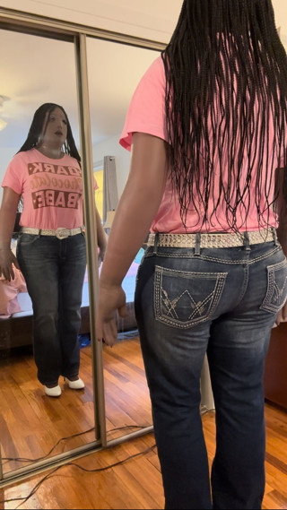 Black Chocolate Babe Danae in low ride jeans thumbnail