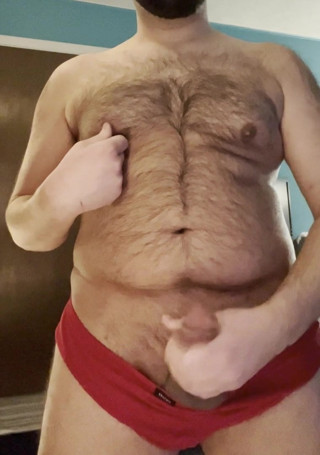 Valentines Day jerk in red undies