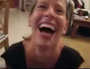 She thinks cum in her chin and mouth is funny