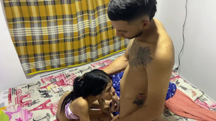 My sexy girl masturbates in her room and I go in to fuck her until she orgasms.