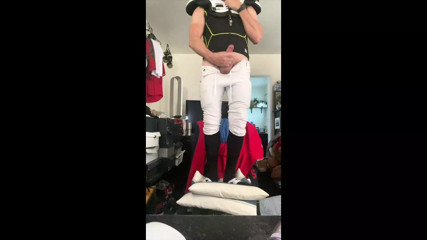 Football Athlete DILF JockDad87 Is Super Horny in His Pads, Pants and Socks on Cam