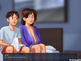 Summertime saga stepmom makes her stepson jerk a load of cum on her tits