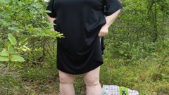 Stepmom Undressed in a Public Park and Masturbates Her Pussy
