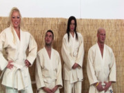 Gym Slut Scene 2: DP Orgy with a Blonde and a Brunette with Big Butts in a Taekwondo Class