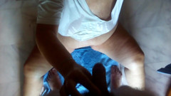 John is peeing on Jen thru a funnel