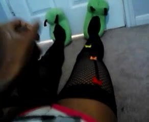 zim girl's stocking self denial cumshot.