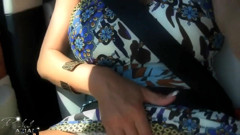 Rachel car masturbation in sun dress