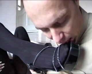 German Foot Wanking Slut Got a Big Load of Cum on Her Stockings