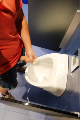 risky masturbation in a public toilet at the shopping mall