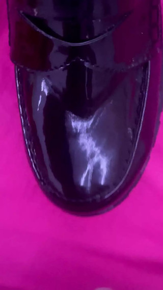 Black patent loafers cummed on