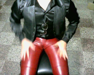LEATHER PANTS LEATHER BOTS SATIN BLOUSE