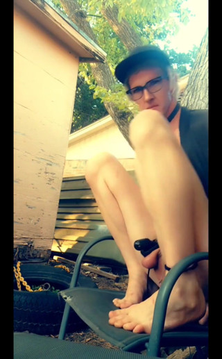 Bouncing on My Toy with My Cock Locked up Outdoor!